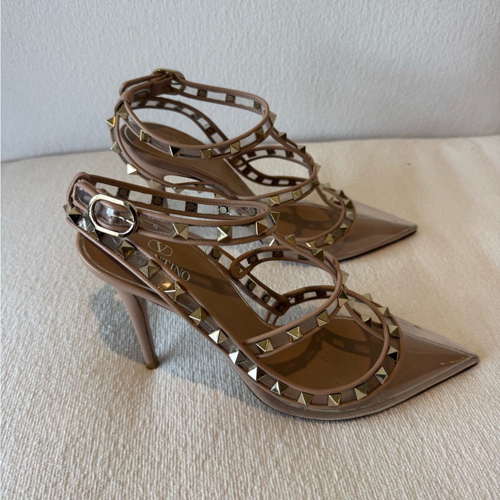 Valentino Gold Rockstud and transparent pumps - Picture 7 of 10